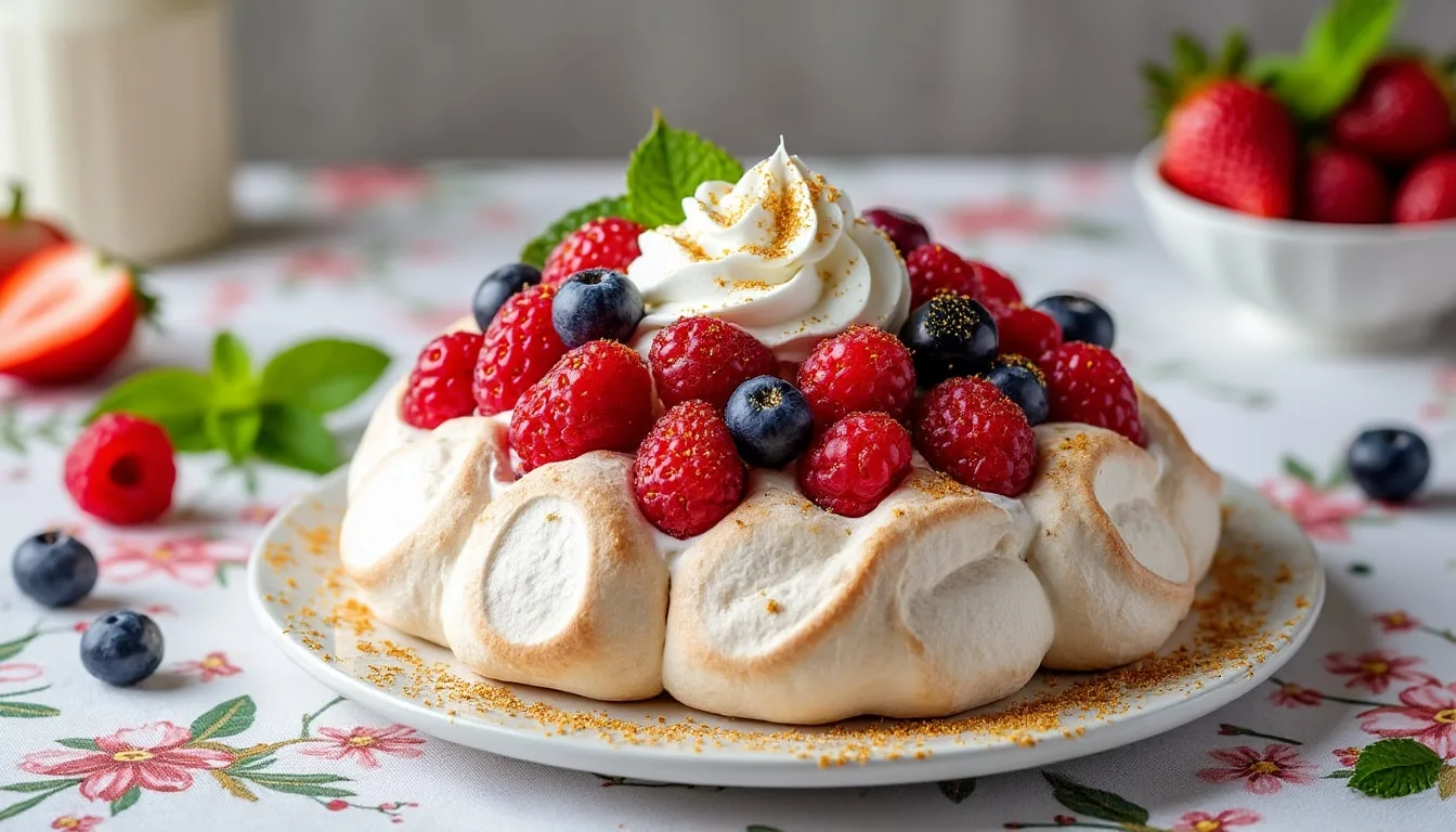 découvrez une délicieuse pavlova aux fruits rouges, parfaite pour égayer vos repas festifs. cette recette allie la légèreté de la meringue et le goût savoureux des fruits, pour un dessert qui émerveillera vos invités.