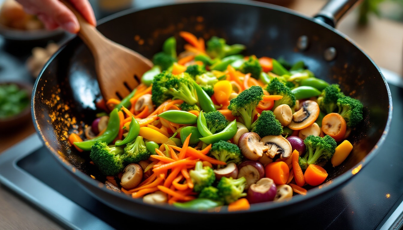 découvrez comment préparer un wok de légumes rapide et savoureux en quelques étapes simples. parfait pour un repas sain et équilibré, cette recette vous guidera à travers les ingrédients essentiels et les techniques pour une cuisson optimale. idéal pour les repas de semaine, améliorez votre quotidien culinaire avec ce plat coloré et nourrissant.