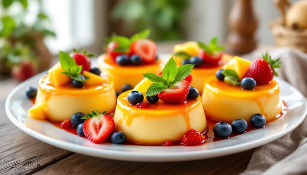 découvrez notre sélection des meilleures recettes de flans aux fruits, alliant onctuosité et fraîcheur. un régal pour les papilles, idéal pour toute occasion ! apprenez à réaliser ces délicieux desserts faciles et rapides, mettant en valeur vos fruits préférés.