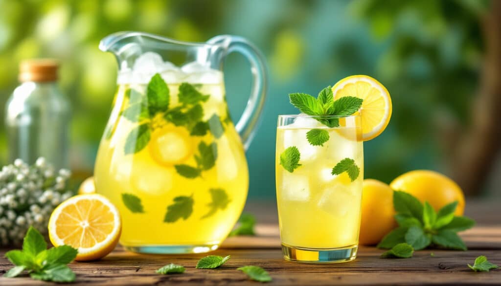 découvrez notre recette rafraîchissante de citronnade à la menthe, idéale pour accompagner vos repas légers. parfaite pour étancher votre soif, elle allie les zestes de citron et la fraîcheur de la menthe pour une boisson estivale et désaltérante.